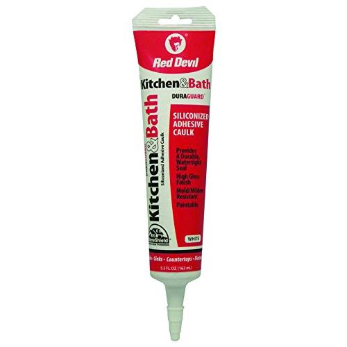Red Devil 0405 DuraGuard Kitchen and Bath Siliconized Acrylic Caulk, 5.5 Oz, Squeeze Tube, Paste, White