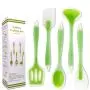 Kitchenware Utensils Set 5 Piece Premium Silicone Heat Resistant Non-Stick Cooking Professional Tools Fruit green + Transparent Outline