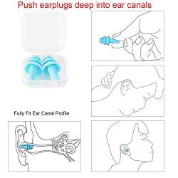 2 Pairs Reusable Silicone Ear Plugs - NRR 32, Waterproof, Hypoallergenic - Ultra Comfortable Noise Reduction Earplugs for Sleeping, Swimming, Concerts and Airplanes (earplugs 2 Set) (Blue and Green)