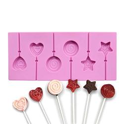 AK ART KITCHENWARE Silicone Candy Molds Lollipop Mold Hard Candy Silicone Mould for Chocolate Heart Star Round DIY Bakery Tools