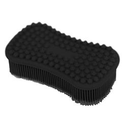 ELFRhino Bath Sponge 2 in 1 Silicone Shower Brush Natural Bristle Massager Brush Gentle Scrub Skin Exfoliation For Face and Body Massage Nubs Improve Cellulite Black