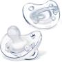 Chicco PhysioForma 100% Soft Silicone One Piece Pacifier for Babies 0-6 Months, Clear, Orthodontic Nipple, BPA-Free, 2-Count in Sterilizing Case