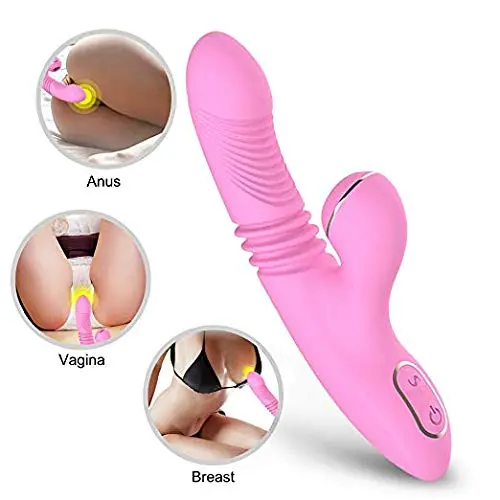 USB Rechargeable Handheld Sucking Wand Massager with Heating Function Waterproof Silicone Powerful Wireless 3 in 1 Vibrating and Sucking Modes Vibrant Toy(Pink)