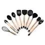 11PCs Copper Plated Handle Silicone Kitchenware Nonstick Cooking Shovel Spoon Kitchen Tool Set Silicone Cooking Kitchen Utensils Set