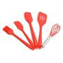 Jdeepued Silicone kitchenware 5-Piece Silicone Baking Set Durable Silicone Heat Resistant 446°F Seamless Non-Stick Kitchen Mixing Cooking Baking Utensils Red Silicone Kitchen Utensils