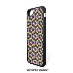 SCOCICI Non-Slip Drop Protection Smart Cell Phone Case Geometric Pattern with Inner and Outer Square Shaped Figures Artful Graphic Print Compatible with iPhone 7