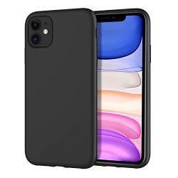 MoKo Compatible with iPhone 11 Case, Shockproof Slim Fit Liquid Silicone Gel Rubber Protective Case Soft Touch Back Cover Fit Apple iPhone 11 6.1 inch 2019 - Black