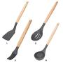 LDGR Pancake Spatula Wood Handle Silicone Kitchenware Spatula Non-Stick Cooking Utensil Cookware for Household Cooking Utensil Sets
