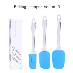 Silicone scraper Food grade baking tool Three-piece suit Heat resistant silicone spatula Rubber scraper Kitchenware,Blue