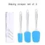 Silicone scraper Food grade baking tool Three-piece suit Heat resistant silicone spatula Rubber scraper Kitchenware,Blue