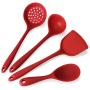 Silicone Kitchenware, 4-Piece Cooking Spoon Shovel Non-Stick Pan, Heat-Resistant, Easy To Clean, Baking Tool Shovel Spoon Set Kitchen Utensils,Red