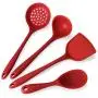 Silicone Kitchenware, 4-Piece Cooking Spoon Shovel Non-Stick Pan, Heat-Resistant, Easy To Clean, Baking Tool Shovel Spoon Set Kitchen Utensils,Red