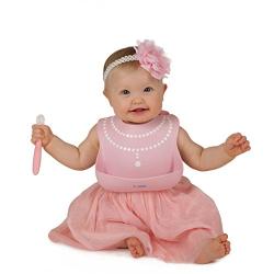 Waterproof Bibs for Toddlers - Silicone Baby Bib ? Easy to Clean Feeding Bib - Soft, Comfortable, and Adjustable - Fits Up to 6 Years Old (Pink Pearl)