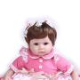 Pompon Reborn Baby Dolls Girl Look Real Lifelike Newborn Baby Dolls Silicone Vinyl Realistic Baby Doll Light Pink Dress Real Life Baby Doll 16 Inches Real Life Baby Doll