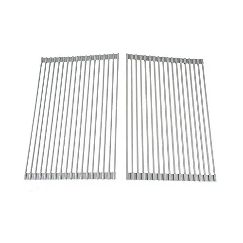 wuchenmin 2Pcs Roll Up Dish Drying Rack, Silicon Coated, Stainless Steel, Round and Square, Solid Rods, Draining, Trivet, Heat Resistant Mat Task, Kitchen.