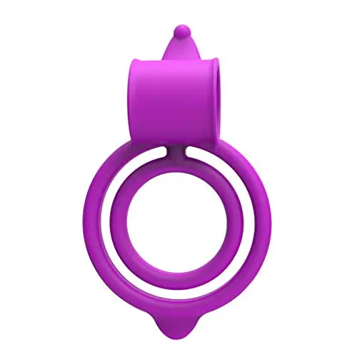 Double Layer Eggplant Ring Vibrate Stimulate Delay Ejaculation Male Massage Daily Toy with Purple