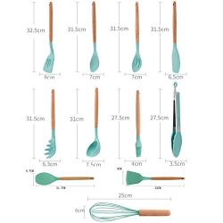 Kitchen Silicone Kitchenware Set of 22 Heat-Resistant Wooden Handle Pot Cooking Spoon Shovel Tool Cooking Baking Utensil Set