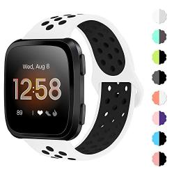 NANW Bands Compatible with Fitbit Versa/Versa 2/Versa Lite Small Large,Soft Silicone Replacement Band for Versa/Versa 2,Air Hole Wristband Strap for Women Men