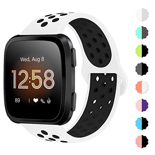 NANW Bands Compatible with Fitbit Versa/Versa 2/Versa Lite Small Large,Soft Silicone Replacement Band for Versa/Versa 2,Air Hole Wristband Strap for Women Men