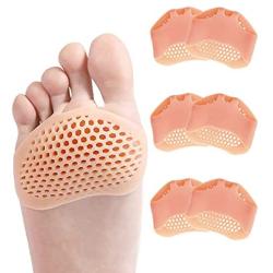 Ball of Foot Cushions Metatarasal Pads for Women and Men 3 Pairs (6Pcs) Forefoot Honeycomb Pads Made of Silicone for Metatarsalgia Pain Relief, Reusable and Breathable Gel Pads