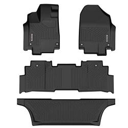 oEdRo Floor Mats Compatible for 2018-2019 Honda Odyssey, Unique Black TPE All-Weather Guard Includes 1st, 2nd and 3rd Row: Full Set Liners