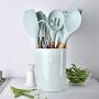 Silicone kitchenware 11 Pieces Silicone Cooking Utensils Kitchen Utensil Set Wooden Handles Cooking Tools For Nonstick Cookware Includes Tongs Pasta Fork Whisk And More Nonstick Heat Resistant Tools