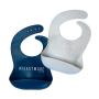 Ava + Oliver Silicone Bib Set - Waterproof Bibs Made with BPA Free Silicone - Perfect for Girls and Boys - Easy Clean Babies or Toddler Adjustable - Excellent Baby Shower Gift, Set of 2 (Navy/Gray)