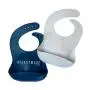 Ava + Oliver Silicone Bib Set - Waterproof Bibs Made with BPA Free Silicone - Perfect for Girls and Boys - Easy Clean Babies or Toddler Adjustable - Excellent Baby Shower Gift, Set of 2 (Navy/Gray)