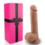 8.4 Inch Realistic Dildo Ultra-Soft Dildo for Beginners with Flared Suction Cup Base for Hands-Free Play, Flexible Dildo with Curved Shaft and Balls for Vaginal G-spot and Anal Play