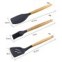 Silicone Kitchenware Set 9 Piece Set Of Wooden Handle Silicone Cookware, Non-Stick Pan Silicone Shovel Food Grade Silicone Kitchen Spoon Colander