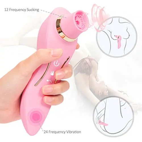 Women Waterproof Multi Speed Tongue Vibrate Sucking Toy Oral Simulator for Adult Toys, Green Safe, No Toxic Side Effects