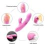 USB Rechargeable Handheld Sucking Wand Massager with Heating Function Waterproof Silicone Powerful Wireless 3 in 1 Vibrating and Sucking Modes Vibrant Toy(Pink)