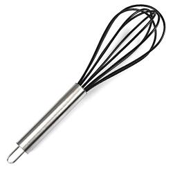Dana Carrie Stainless Steel Kitchenware kitchen spatula 304 stainless steel silicone kitchen utensils heat resistant silicone spatula non-stick inner pot, Black Whisk