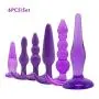 APMIX 6 Pcs 6 Size A-n-A l P l u-G Silicone Waterproof Massager B-UTT Trainer Toys-Purple