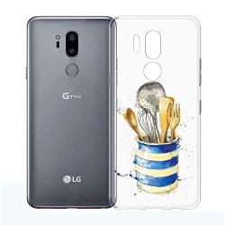 LG G7 ThinQ Case, Soft TPU Slim-Fit Flexible Ultra-Thin Clear Case, Full-Body Rugged Bumper Print Kitchenware Case for LG G7 ThinQ, Transparent