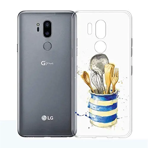 LG G7 ThinQ Case, Soft TPU Slim-Fit Flexible Ultra-Thin Clear Case, Full-Body Rugged Bumper Print Kitchenware Case for LG G7 ThinQ, Transparent