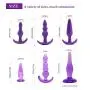 Mayli 7Pcs Beginner Anales Trainer Kits Silicone Beginner Starter Set Toys with T-bar Base, Purple Large Vibrant Toy for Women, 1 Free Ring