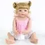 PURSUEBABY Toddler Washable Full Body Reborn Toddler Vinyl Baby Girl Doll with Curly Blonde Hair, 22 Inch Baby Doll with Magnetic Pacifier Looks Real (Natalie)