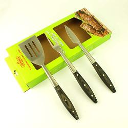 3-Piece Stainless Steel Spatula Fork Knife Barbecue Grilling Utensils Accessories Set