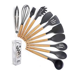 GYJ Kitchenware Set 11 Pieces Cookware Non-Stick Silicone and Wooden Cutlery Set BPA-Free Non-Toxic Blade Set Best Chef Kitchenware Set Chef Portable Quality Household Products