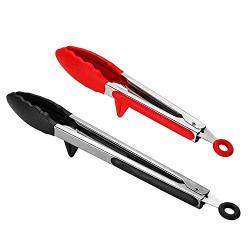 Yuybei-Home Silicone kitchenware 2-Piece Kitchen Tongs Heavy Duty Non-Stick Clamp Clip for Kitchen BBQ Cooking Grilling Buffet Salad Bread Nonstick Heat Resistant Tools