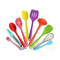 SIUONI 10 Pcs Kitchenware Silicone Heat Resistant Kitchen Cooking Utensils Non-Stick Spoon Spatula Egg Beaters Kitchen Dinnerware Gadgets Accessories Cooking Tool Sets