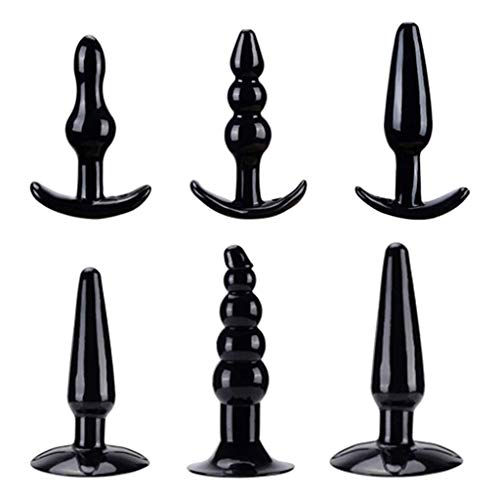 jinxer 6pcs Silicone Beads Toy Massager for Women Men,Black