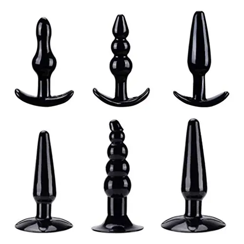 jinxer 6pcs Silicone Beads Toy Massager for Women Men,Black