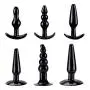 jinxer 6pcs Silicone Beads Toy Massager for Women Men,Black
