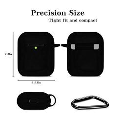 AirPods Case Airpod Case Cover for Airpods 2&1 (Front LED Visible) Upgrade Skin Silicone Protective Case with Anti-Lost Buckle Headphone Case Compatible with AirPods 2&1 Accessories[Black]