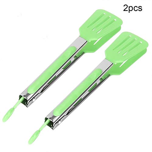 Craig 2pcs Stainless Steel Nylon Square Head Kitchen Tongs BBQ Tongs Utility Tong Cookingl Kitchen Tongs Green