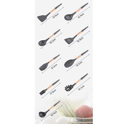 Non-slip Silicone Sleeve Beech Handle Silicone Kitchenware 9 Piece Set Non-stick Pan Spatula Spoon