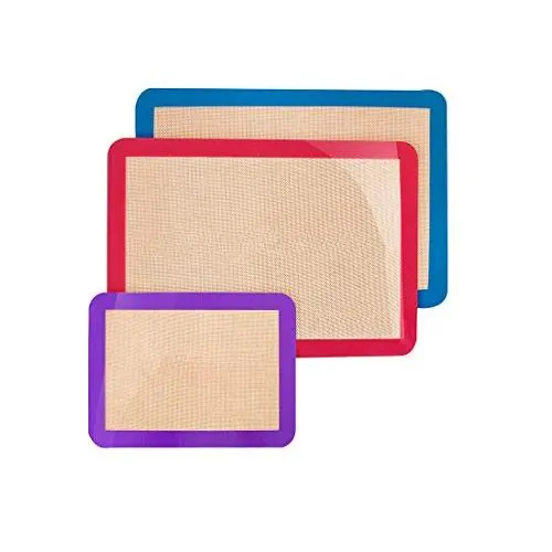 3 Pcs Silicone Baking Mat Set Non-Slip - Cooking Kitchenware Non-Stick Washable Reusable Heat Resistant Coated Dough Cake Pasta Cookies Pastry Tools