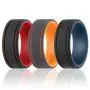 ROQ Silicone Wedding Ring for Men - 3 Packs/4 Packs & Singles - Duo Collection Silicone Rubber Wedding Bands - Classic Styles